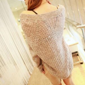 Fashion V-Neck Long-Sleeved Loose Knit Sweater on Luulla