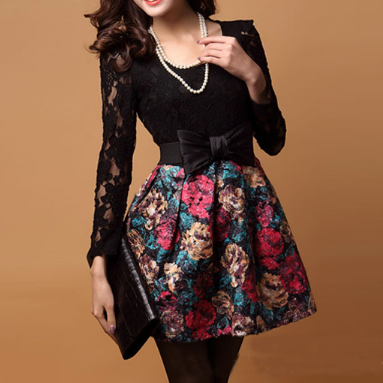 Fashion lace long-sleeved dress AX112110ax