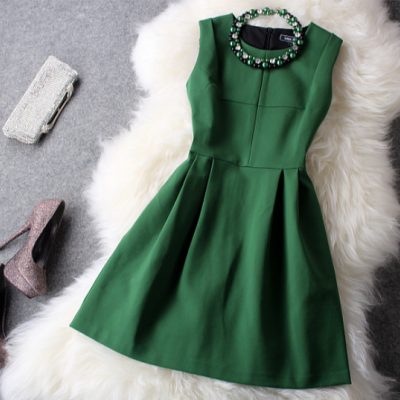 New Unique Fresh Green With Beading Party Dress SF120504JL